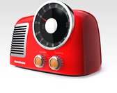 Dibond - Retro - Oude radio in  rood / zwart / wit / grijs - 120 x 120 cm.