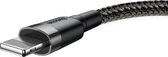 Baseus USB  naar Lightning kabel - 2 Meter - Zwart - Stevige nylon kabel - Oplaadkabel iPhone - 480 Mbps - Sneller opladen - iPhone kabel 1,5A  (Grijis+Zwart)  CALKLF-CG1 WS