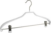De Kledinghanger Gigant - 5 x Mantel / kostuumhanger metaal met anti-slip knijpers, schouderverbreding en witte anti-slip coating, 40 cm