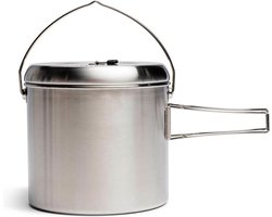 Solo Stove-pan 1800 ml | Incl. Nylon zak, lichtgewicht roestvrijstalen kookgerei voor backpackers, markeringen voor oz en ml, schenktuit, deksel en uitklapbare handvaten, 19,7 x 18,4 cm, 4 l, 822 g