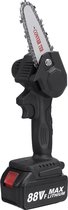kettingzaag - 4 inch - handheld mini-kettingzaag - met accu en oplader - voor tuinboom houtsnijden -18V 800w - zwart
