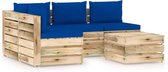 vidaXL 5-delige Loungeset met kussens geïmpregneerd hout