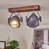 Belanian - 2-delige Houte Plafondlamp - Muurlamp - Industriële lamp - LED lamp - Vintage lamp - Hanglamp - Grijs - design lamp - sfeerlamp