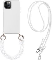 CF Pack - iPhone 12 / 12 Pro Cover With Neck Cord Wit White Fashion Cover Girls Cross Neck Phone Case For Silicone Hanging Rope Mobile Phone Case Hoesje Siliconen