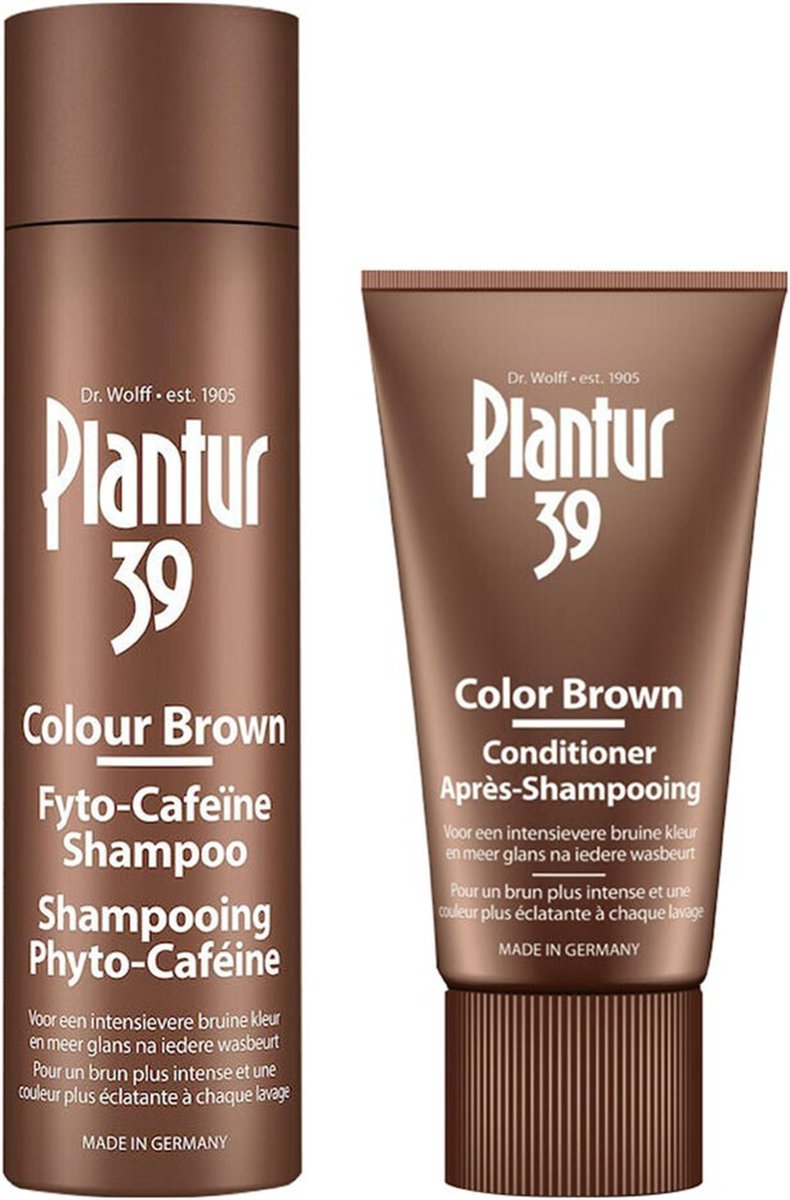 Plantur 39 Color Brown Fyto-Cafeïne-Shampoo en Conditioner Set | Voor een Schitterende Bruine Haarkleur | Met Cafeïne-Complex