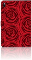 Book Cover Samsung Galaxy Tab S7 FE Cover met Magneetsluiting Red Roses