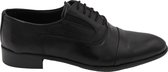 Veterschoenen- Nette Heren schoenen 1198- Leather- Zwart- Maat 43