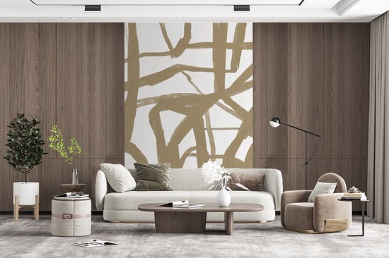 Papier Peint - Papiers Papier peint photo Marron - Wit - Art - Largeur 195 cm x Hauteur 300 cm