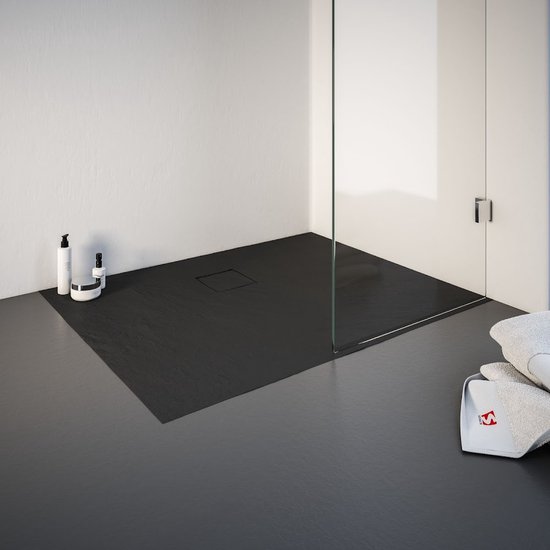 Receveur de douche Schulte 75x120x4 cm Aspect pierre marbre minéral, composite Anthracite, y compris bonde, EP216712-57