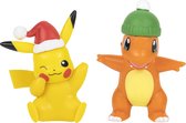 Pokémon Battle Figure Pack - Pikachu & Charmander + Pokémon Balpen + 5 Pokémon Stickers | Kerst Chirstmas X-mas speelgoed voor kinderen jongens meisjes | Pokemon festive holiday toys