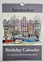 A4 - Biotop 300 grams papier - Amsterdam Verjaardagskalender - birthday calendar met tekeningen en schilderijen van Amsterdam