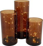 Led kaarsen - Met verlichting - Glazen led kaarsen - Led tube - Set van 3 - Glazen met sfeerverlichting - Verlichting - LIMITED EDITION