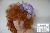 Donia Star - Handgemaakte zijde haarbloem met lichtblauw en paarse tinten - Unique design, Stijlvolle, Gracieuze, Stadsoutfit, Smart Casual, Party, Paardenraces, Prinsjesdag, Bruil
