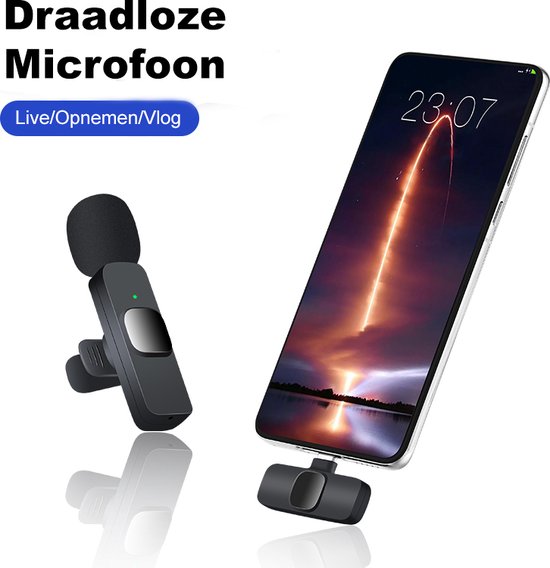 Foto: K9 microfoon android draadloos live interview usb c zwart