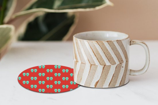 Sous- Sous-verres pour verres - Ronds - Été - Slippers - Rouge - 10x10 cm - Sous-verres en verre - 6 pièces