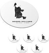 Onderzetters voor glazen - Rond - Noord-Holland - Nederland - Plattegrond - 10x10 cm - Glasonderzetters - 6 stuks