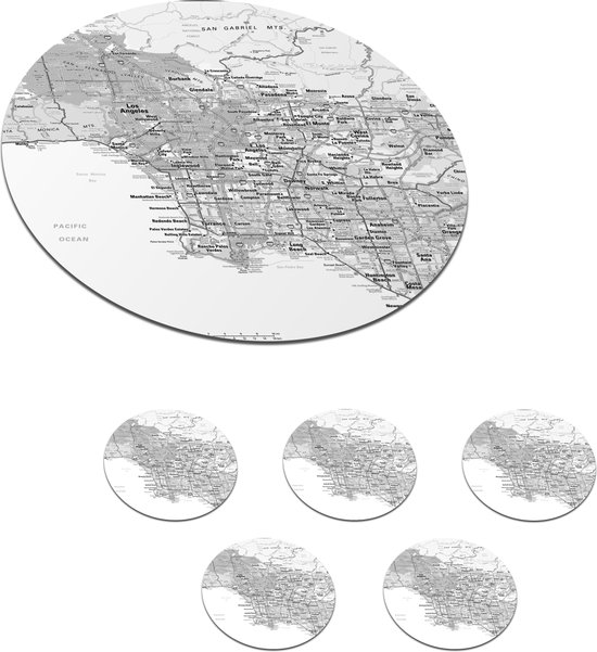 Onderzetters Voor Glazen Rond Tekening Van Een Moderne Kaart Van Los Angeles Bol Com