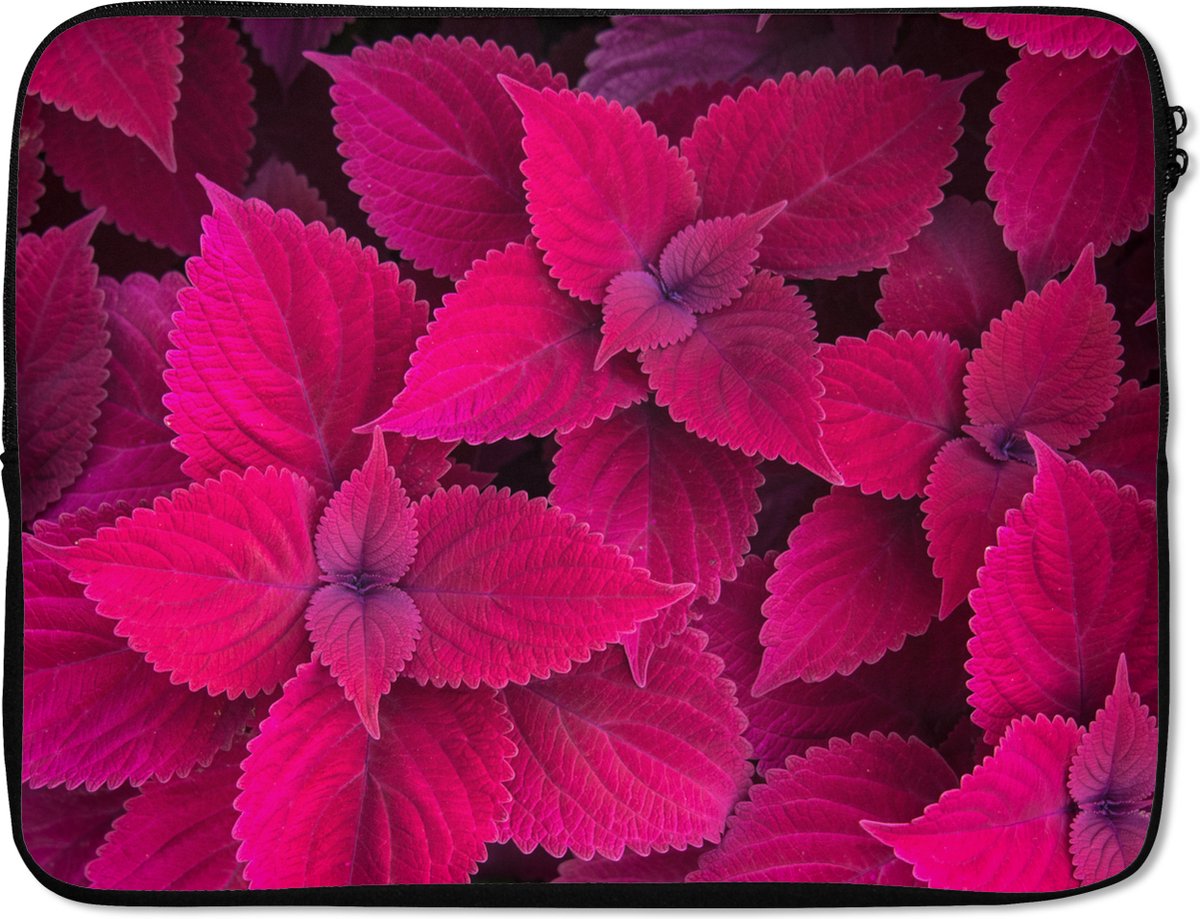 Laptophoes 17 inch - Roze - Planten - Bladeren - Close up - Laptop sleeve