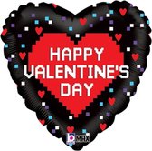 Oaktree - Folieballon hart Happy Valentine's Day Pixel