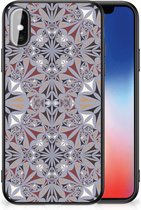 Hoesje Geschikt voor iPhoneX | Xs Telefoonhoesje met Zwarte rand Flower Tiles