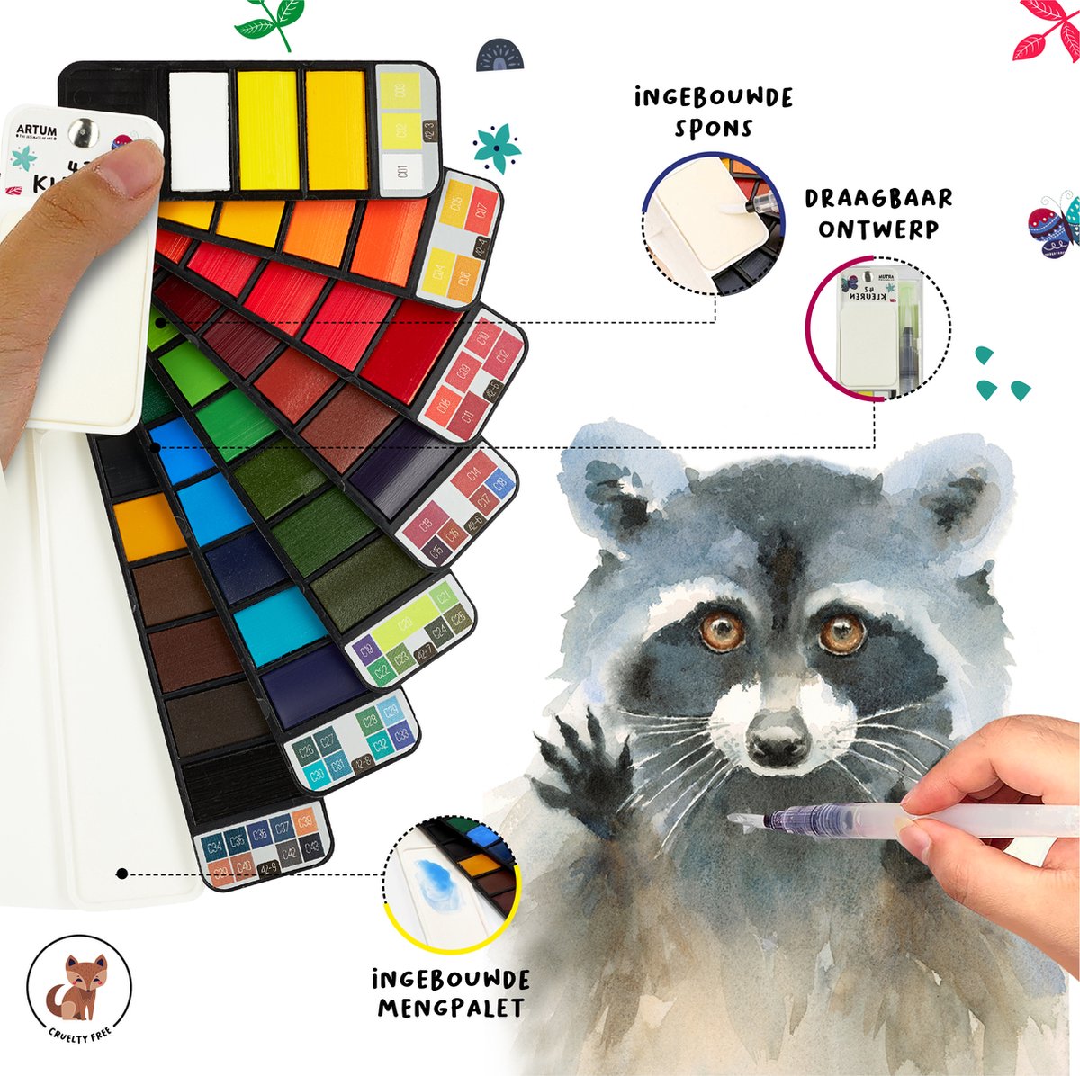 Aquarelverf Set – 42 Kleuren – Waterverf – Volwassenen – Aquarel penselen – Brush Pennen – Aquarel – Handlettering – Schilderen — afbeelding 4