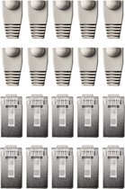 Kebidu® RJ45 Stekkers met Grijze Tules Cat5 en Cat6 8P8C - Afgeschermd - 10 stuks