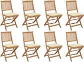 Decoways - Tuinstoelen 8 st inklapbaar met kussens massief acaciahout