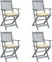 Decoways - Tuinstoelen 4 stuks inklapbaar met kussens massief acaciahout