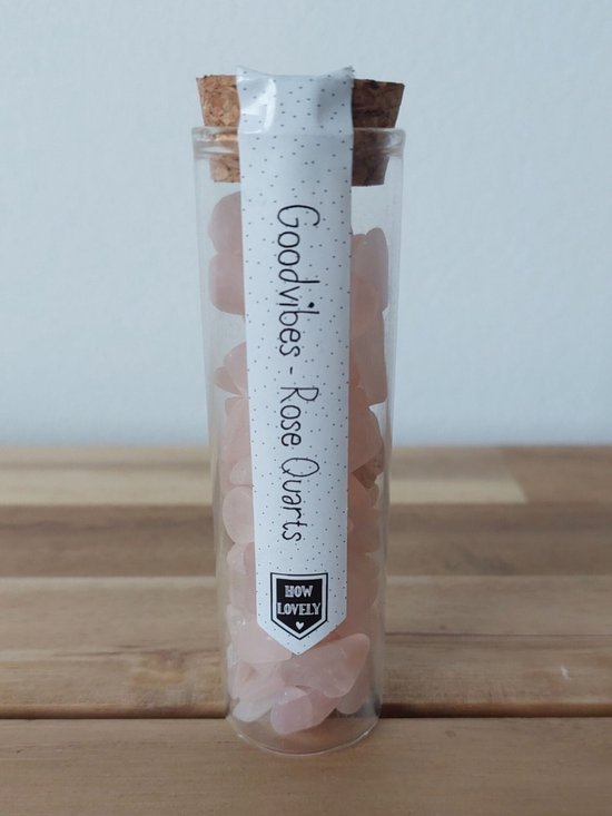 Tube avec cadeau de pierres précieuses - Quartz rose - Quartz rose - Minéraux de pierre - 10 x 3 cm