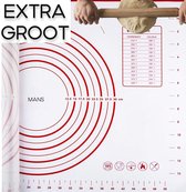 MANS Deegmat Groot - Siliconen bakmat -  60X50 CM - Bakken - Antikleef -Patisseriemat - Deeg - Deegmat Siliconen - Deegmat met afmeting en bemating -Stevig - Anti slip