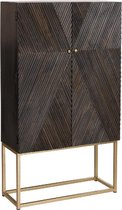 Luxe Kast - Buffetkast - Wijnkast - Kast Mangohout - Goud / Bruin - 180 cm hoog