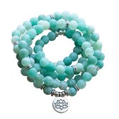 Marama - Mala armband turquoise Lotus - elastisch - halfedelstenen - damesarmband - cadeautje voor haar