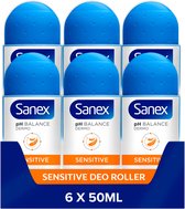 Bol.com Sanex Dermo Sensitive Deodorant Anti-Transpirant Roller 6 x 50ml - Voordeelverpakking aanbieding