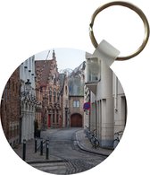 Sleutelhanger - Brugge - Fiets - België - Plastic - Rond - Uitdeelcadeautjes