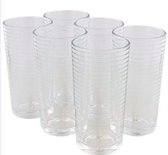 Longdrinkglazen glazen DORO met ribbelmotief - Transparant - Glas - 260 ml - Set van 6 - Glazen - Servies - Tafelen - Drinken - Glas