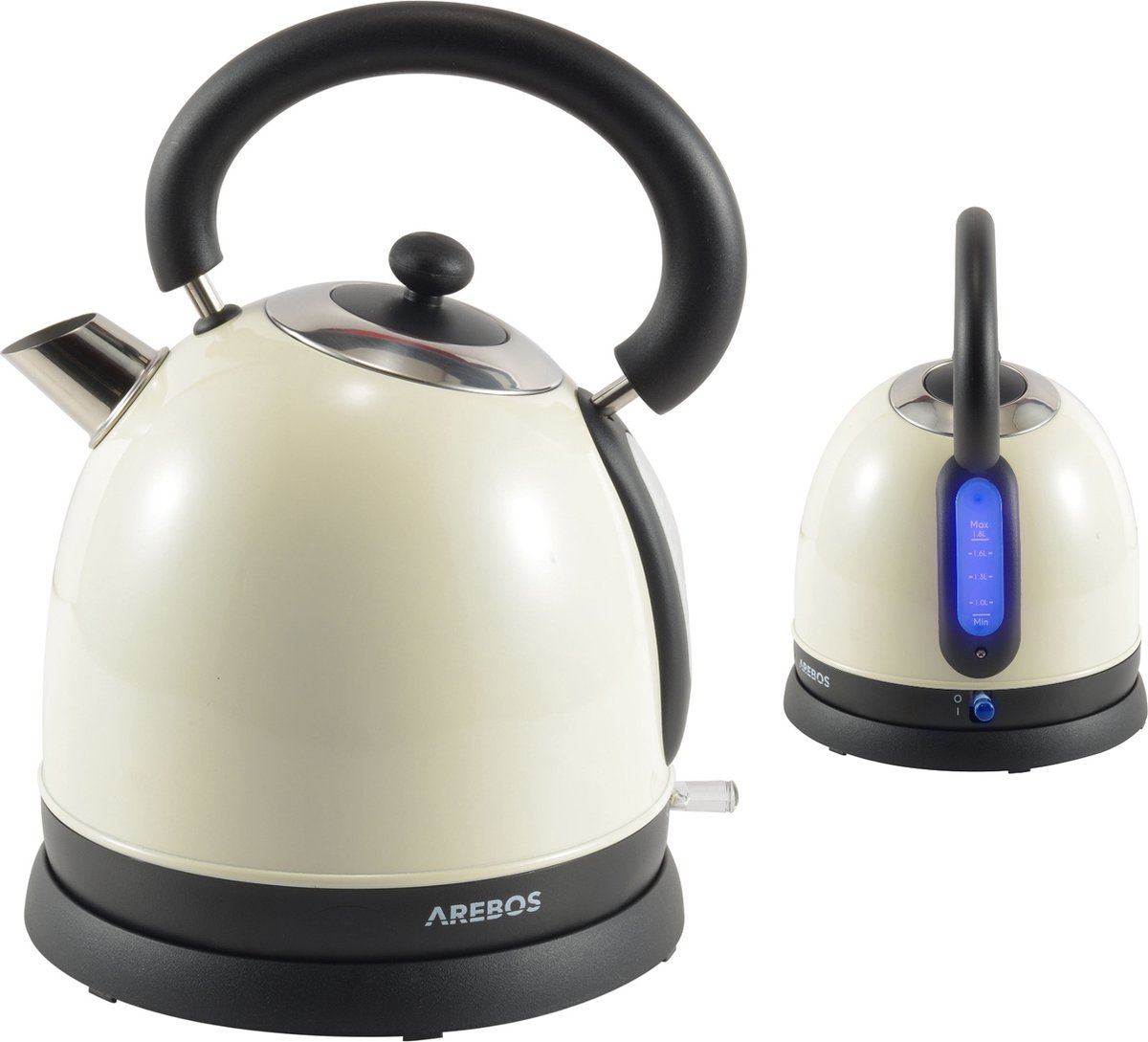 AREBOS Waterkoker Retro - Waterkoker Automatisch - LED indicatielampje - 1,8 L - Creme