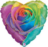 Folieballon hart “Love You Hearts” Rainbow Rose