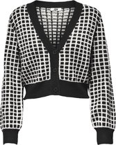 Jacqueline de Yong Vest Jdymoss L/s Jacqaurd Button Cardigan Knt 15253023 Black/w Cloud Da Dames Maat - L