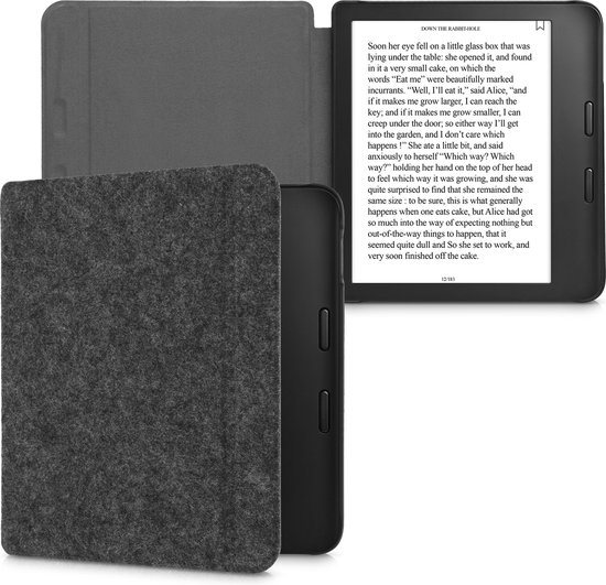 kwmobile hoes geschikt voor Tolino Vision 6 - e-reader beschermhoes van vilt - donkergrijs van kwmobile — afbeelding 5