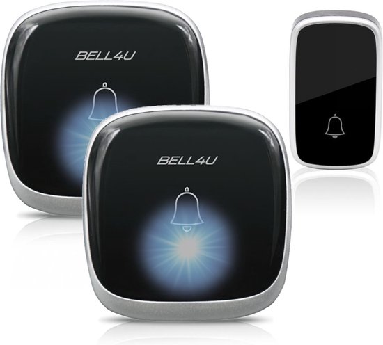 Bell4U® - Draadloze kinetische deurbel - Bespaar kosten en milieu, want batterijen zijn niet nodig - 2 ontvangers - 38 melodieën - volume instelbaar