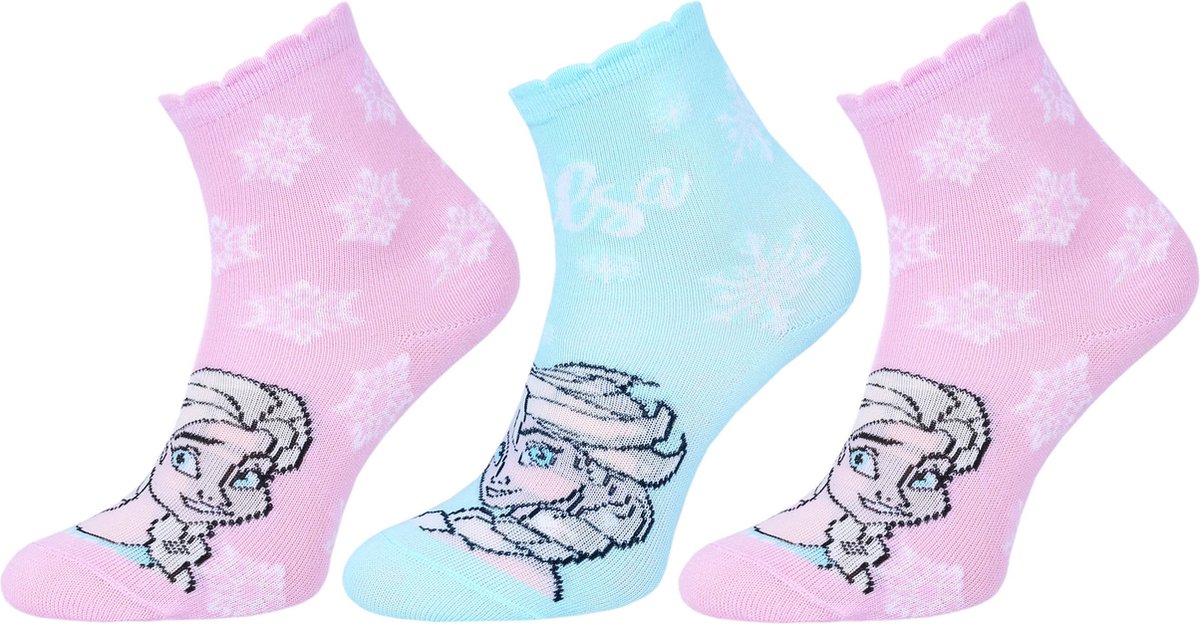 3x roze en mint meisjessokken Disney / MAAT 23-26