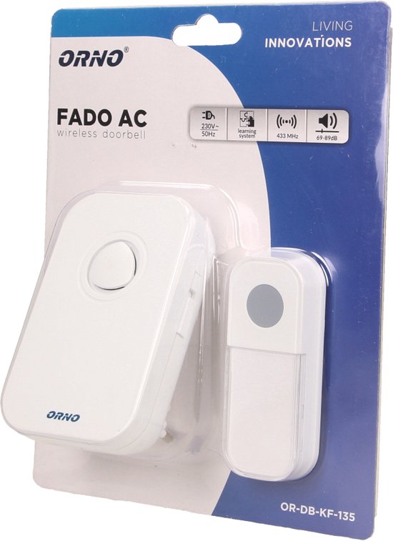 FADO AC Draadloze deurbel met 1 ontvanger - Plug-in stopcontact - 3 Volume/36 Melodieën - IP44 — afbeelding 2