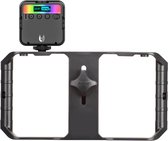 Rhydo® Smartphone Video Kit - LED Studiolamp & U Rig - USB Oplaadbaar - Studiolampen -Softbox - Stabalizer - Mount - Statief - Zwart