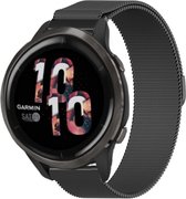 Milanees Smartwatch bandje - Geschikt voor  Garmin Venu 2 Milanese band - 45mm - zwart - Strap-it Horlogeband / Polsband / Armband