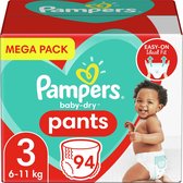 Pampers Bébé Dry Pants Pantalon à couches - Taille 3 - Mega Pack - 94 Pantalons à couches