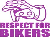 Respect for bikers hand groet sticker voor op de auto - Auto stickers - Auto accessories - Stickers volwassenen - 15 x 11 cm - Paars