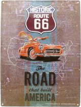 Wandbord - Historic Route 66 The Road That Built America – Rode Auto