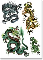 Tattoo little dragons - plaktattoo - tijdelijke tattoo - 14.8 cm x 10.5 cm (L x B)