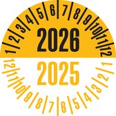 Keuringssticker met 2 jaartallen, 35 mm, 10 stuks per vel 2026/2025