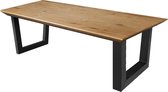 Eikenhouten tafel naturel met facetrand - u-poot onderstel - extra dik blad